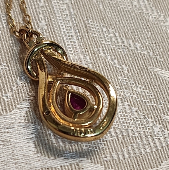 VINTAGE PAJ BB 1980s Gold Plated Pink Crystal Pendant Necklace Signed - Picture 10 of 15